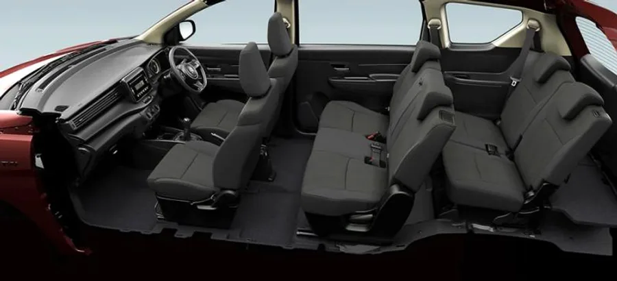 Seven comfortable seats inside the RiseEdge Suzuki Ertiga